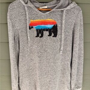 Gray Hoodie with Colorful Bear Design